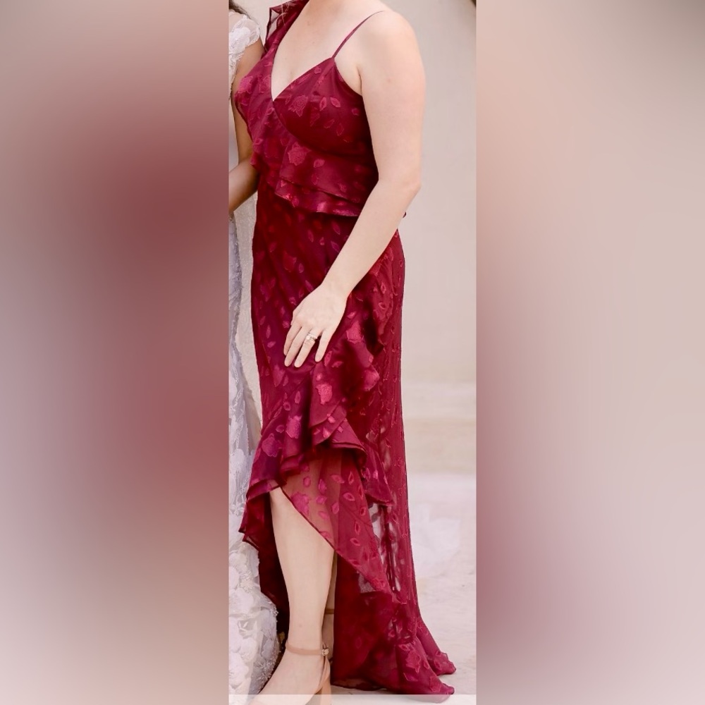 Lulu's Wine Red/Burgundy Lace-Trim Dress